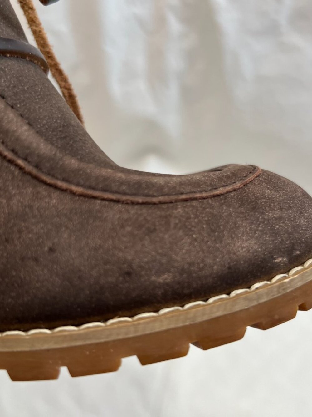 See by Chloé boots Wallabee wedge brown suede 40 9.5 high heel lace up knit cuff - Picture 12 of 15
